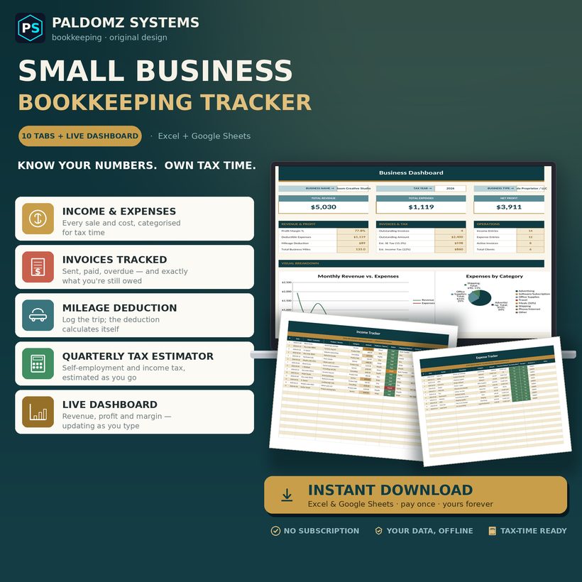 Small Business Bookkeeping — Paldomz Systems Etsy product