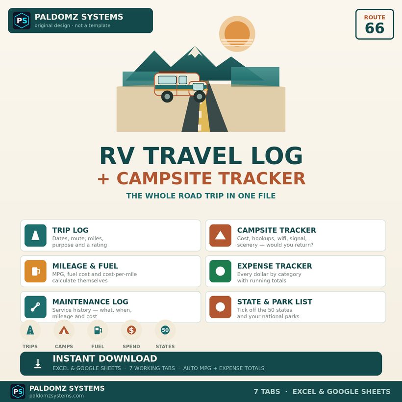 RV Travel Log — Paldomz Systems Etsy product