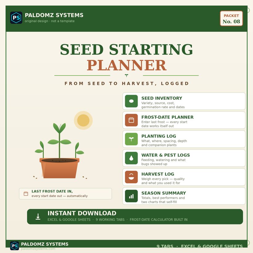 Seed Starting Planner — Paldomz Systems Etsy product